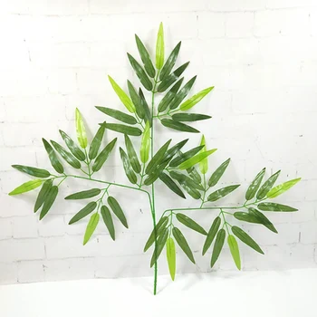1 Tk Kunstlik Green Bamboo Lehed Võltsitud Roheliste Taimede Rohelust Lahkub Home Hotel Kontori Kaunistamiseks