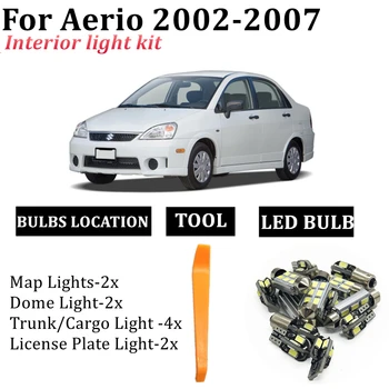100% Ideaalne vigadeta LED interjööri lambi kuppel kaardi valgustuse Komplekt 2002 2003 2004 2005 2006 2007 Suzuki Aerio sedaan Universaal LED
