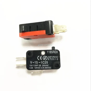 10tk 15A 250VAC V-15-1C25 Nupp SPDT 1NO 1NC Micro Limit Switch Hetkeline Snap Tegevus