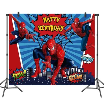 120x80cm Spiderman Isiku Tausta Kardin Photobooth Spider Superkangelane Laste Sünnipäeva Seina Kaunistused Taustaks Riie