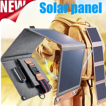 14W Kokkupandav päikesepaneel Dual USB Solar Cell Portable Folding Veekindel 5V Laadija Väljas Mobile Power Aku Laadimine Päike