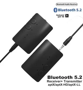 2-In-1 Bluetooth 5.2 Audio-Saatja-Vastuvõtja aptX Adaptiivne/LL/HD 3,5 MM AUX TypeC Jack Qualcomm Madal Latentsus Traadita Adapter