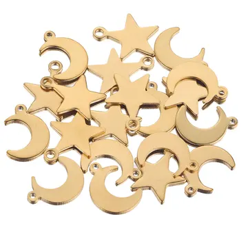 20pcs/palju Roostevabast Terasest Kuu Star Gold Charms Dangles Ripatsid Pistikud DIY Kõrvarõngas Ehete valmistamise Tarvikud Hulgimüük
