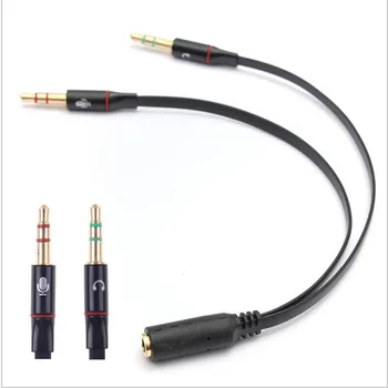 3,5 mm 1 Naine 2 mees Kõrvaklappide Kõrvaklapid Audio Kaabel Micphone Splitter Adapter Ühendatud Juhe Sülearvuti