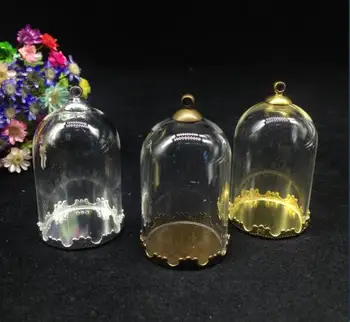 3tk 38*25mm selge bell purgid toru kuju klaas maailma lill cap salve seatud klaasist viaal ripats käsitöö tühi kristall vaas leida