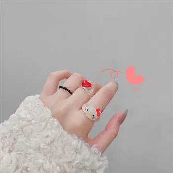 3tk Kawaii Sanrio Hello Kitty Sõrmus Cute Cartoon KT Kass Tüdrukud Ringi Mood Naiste Rõngad Armas Kaunistused, Ehted Puhkus Kingitused