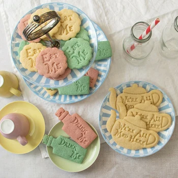 3tk Süüa Mulle Cookie Kutter Alice in Wonderland Teema DIY Küpsiste Küpsetamine Tarvikud