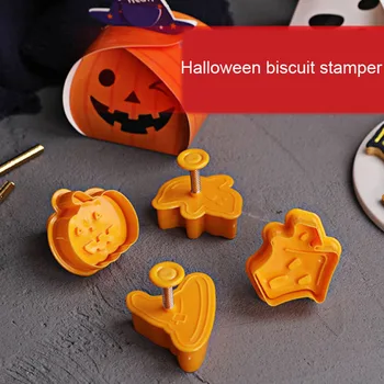 4tk Halloween Pumpkin Vaimu Teema Plastikust Cookie Kutter Kolb Fondant Sugarcraft Šokolaadi Hallitus Kook Dekoreerimiseks Vahendid