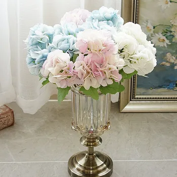 5 Head Hydrangea Tehislilled Kimp Valge Väike Silk Võltsitud Lilled Õie Faux Lilled Sinine Pulm Kodu Poole Teenetemärgi