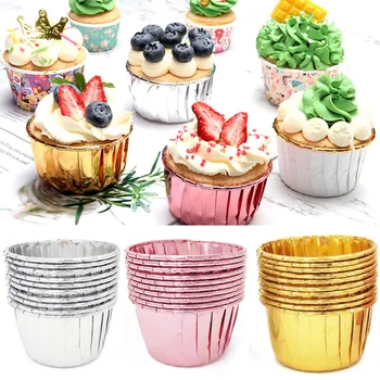 50tk Muffin Cupcake Paberi Cups Cupcake Liner Küpsetamine Tassi Juhul Sünnipäeva Plaadi Kujundusest Vahendid Kuldne Muffin Wrapper Raamat