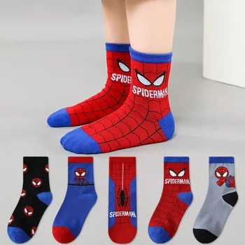 5Pairs Disney Baby Sokid, Spiderman koomiks anime puuvill Poisid toru sokid lastele Sügis-talv sokid Lastele sokid Suurus 0-12 Y