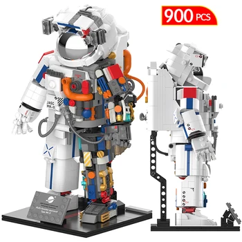 900 Tk Tehnilise Aerospace Space Astronaut Mudel Ehitusplokid Linna Spaceman Robot Moon Uurida Tellised Mänguasjad Lastele Kingitused