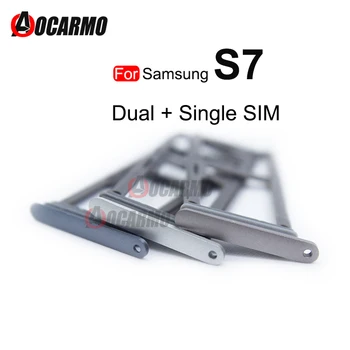 Aocarmo Samsung Galaxy S7 G930 G930F Kuld/Hõbe/Hall Üksik kahe Metall Plast Nano-Sim-Kaardi Salve Pesa Omanik