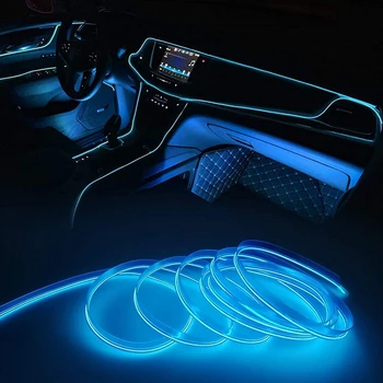 Auto Salongi LED Dekoratiivne Lamp EL Juhtmestik Neoon Ribad Auto DIY Paindlik Ümbritseva Valguse RGB Pool Atmosfääri Valgustus