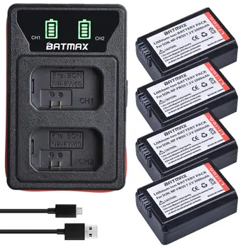 Batmax 2000mAh Sony NP-FW50 Aku+LED Dual Charger Sony a37 7 7R II 7S a7S a7R II a6000 a6400 NEX-7 DSC-RX10 ZV-E10L