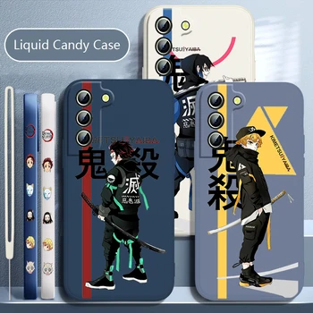 Demon Slayer Lahe Anime Telefon Case For Samsung Galaxy S21 S22 S20 S10 S9 Ultra Plus Pro FE Vedelik Vasak Tross Candy Shell Fundas