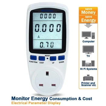 Digitaalne Wattmeter Power Meter Energia Watt Pinge Voolutugevus Meeter LCD Ekraan Režiimid Energia Säästmiseks Elektrooniline Monitor