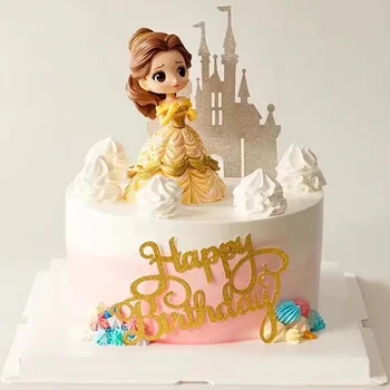 Disney Printsess Teema Kook Kaunistused Cupcake Kook Cake Toppers Lipu Tüdrukud Sünnipäeva Kook Teenetemärgi Anniversaire Tarvikud