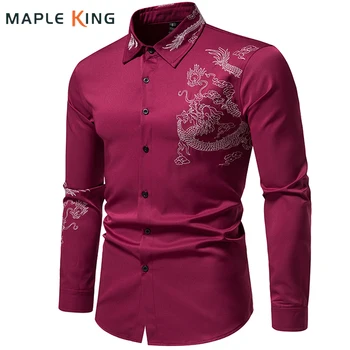 Dragon Tikandid Särk Meestele, Traditsiooniline Hiina Riided Luksus Brändi Pool Kleit Särgid Meeste Vintage Camisa Mitteametlik Blusas Tops