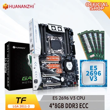 HUANANZHI TF LGA-2011-3 Emaplaat Intel XEON E5 2696 V3 4*8G DDR3 RECC mälu combo kit komplekt SATA 3.0 USB 3.0