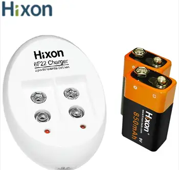 Hixon 2tk 9V 6F22 850mAh Portected Laetav Li-ioon Akud ja Laadija suitsuandur Multimeeter Alarm Süsteem