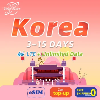 Korea sim-kaart 3~15 Päeva 4G High Speed + piiramatu andmete Ettemakstud Toetuse eSIM sim-kaart, Tourist Travel