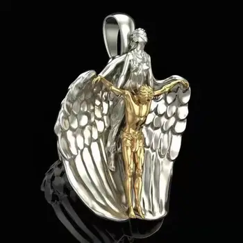 Mais novo anjo da bíblia saint michael pingente orar para nós colares & pingentes arcanjo asas anjo de jeesus colar cristão jóias