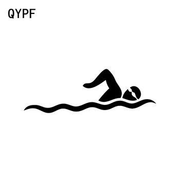 QYPF 14.5 cm*5cm Isiksuse Sukeldumine Sport Vinüül Ujumine Auto Kleebised Must Hõbe S2-0534