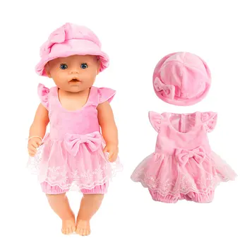 Roosa Kleit Komplekt Kleit+Müts Kanda sobib 43cm Baby Doll , Laste parim Sünnipäeva Kingitus(müüa ainult riided)