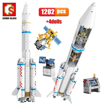SEMBO 1202pcs Linna Kosmose Raketi ehitusplokid Ruumi Käivitaja Astronaut Joonis Tellised Mänguasjad Lastele