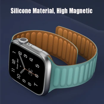 Silikoon Link rihm Apple watch band 44mm 40mm 38mm 42mm Magnetic Loop käevõru iwatch seeria 6 5 4 3 SE 7 45mm 41mm