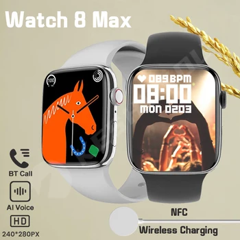 Smart Watch 8 Max Traadita Laadimise Mehed Kõnele Vastamine 1.85 NFC Sport Tracker Naiste Smartwatch Kingitus Apple Telefoni PK i8 pro max