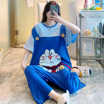 Suvel Naiste Pyjama Onesie Sleepwear Anime Bodysuits One-Piece Korea Cartoon Doraemon Lühikesed Varrukad Vabal Ajal Kandmiseks Femme Jumpsuits