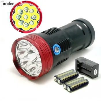 Tinhofire 9T6 taskulamp 15000 luumenit 9xT6 LED flashlamp 9 x CREE XML-T6 LED Taskulamp Torch koos 4000mah aku ja laadija