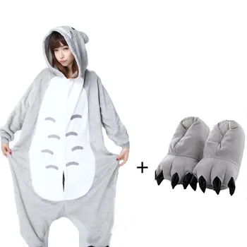 Totoro Pijama Kigurumi Naiste Loomade Onesies Sussid Peace One-Piece Sleepwear Pidžaama Täiskasvanute Bodysuit Kingitus Cosplay Kostüüm