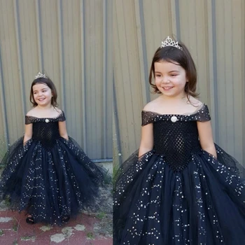 Tüdrukute Must Glitter Tutu Kleit Lapsed Sparkle Tülli Pall Kleit Kleit On Laste Sünnipäeva Õhtul Pidulik Kostüüm Printsess Kleit