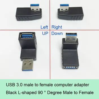 USB pikenduskaabel USB-Musta 90 Kraadi Vasakule Paremale Üles Alla Nurk USB 3.0 Meeste ja Naiste Adapter Connector Convernter Pistik