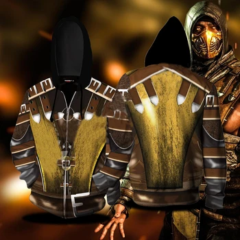 Uus Mäng Mortal Kombat Skorpion Hanzo Hasashi Cosplay Kostüümid Teismelised Lukuga Dressipluus Casual Spordi-Topp Pullover Kampsun