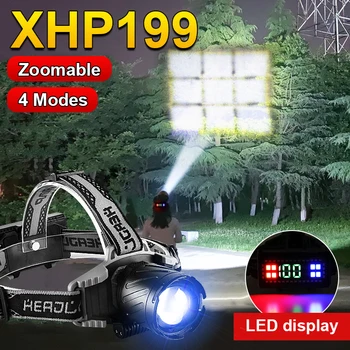 Uus XHP199 Super Võimas Led Esilatern High Power LED-Vilkur 18650 USB Laetav Pea Taskulamp XHP160 Kalapüügi Pea Lamp