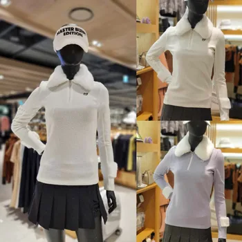 Uus golf ülikond Naiste top eemaldatav palus rinnamikrofon pool lukuga soe pikk varrukas, sügisel ja talvel