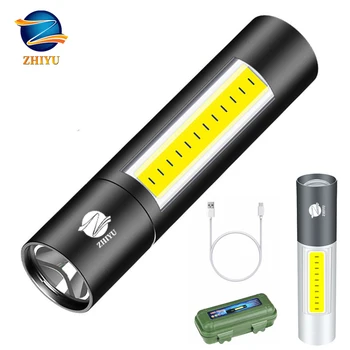 ZHIYU USB Laetav Mini LED Taskulamp 3 Valgustus Režiimid Veekindel Taskulamp Teleskoop Zoom Stiilne Kaasaskantav Sobiks Öine Valgustus
