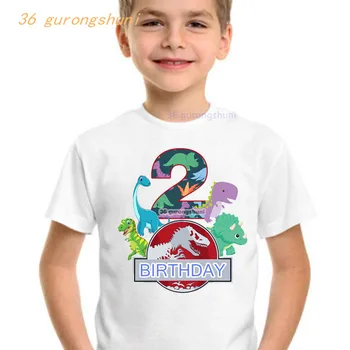 t-särk poiste t-särgid lapsed tshirt Jurassic park sõna 5 Sünnipäeva t-särgid poisile riided suvel tops Dinosaurus mängu laste riided